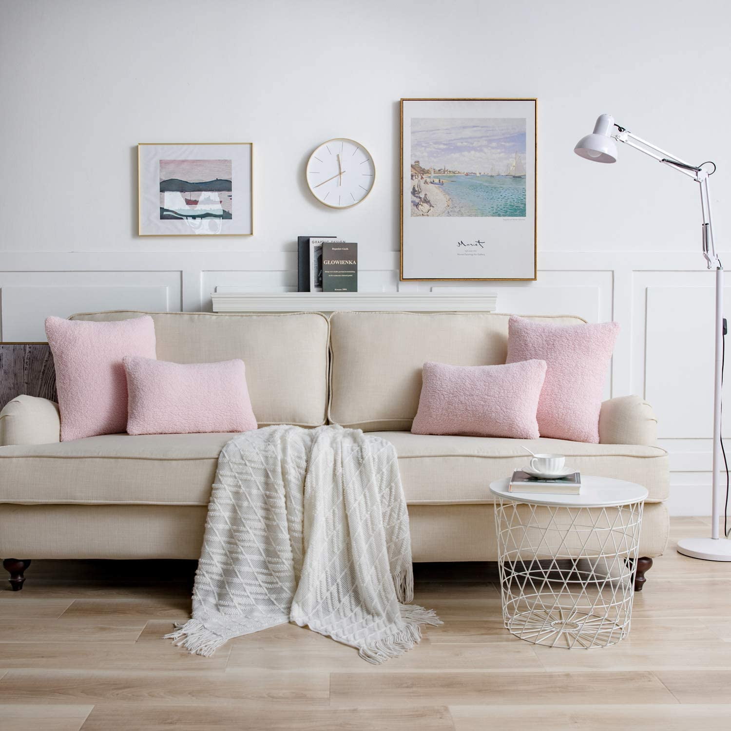 Pink lumbar throw pillow sale