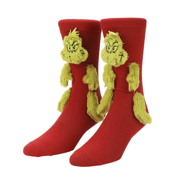 The Grinch 3D Plush Head Hands and Feet Novelty Plush Crew Socks