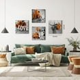 thumbnail image 6 of Burnt Orange Wall Art Retro Orange Flower Wall Decor for Bedroom Bathroom Rose Love Sign Canvas Print Pictures Romantic Floral Painting Modern Artwork Wood Grain Background Home Decoration 16x16 4Pcs, 6 of 6