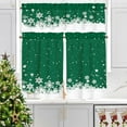 thumbnail image 5 of Christmas Kitchen Curtain 2 Panels Set, Green Xmas Snowflakes Velvet Curtain for Kitchen Window, Winter Treatment Rod Pocket Thermal Insulated Room Darkening Curtains, 26x36 Inch, 5 of 6
