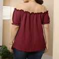 thumbnail image 7 of Womens Summer Tops Loose fit, Off Shoulder Shirt Tops for Women Plus Size T Shirts Solid Short Sleeve Tunic, 7 of 7