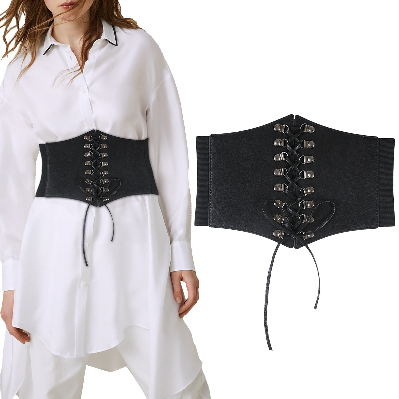 haxmnou women's fashion wide waist belt elastic stretch belts with