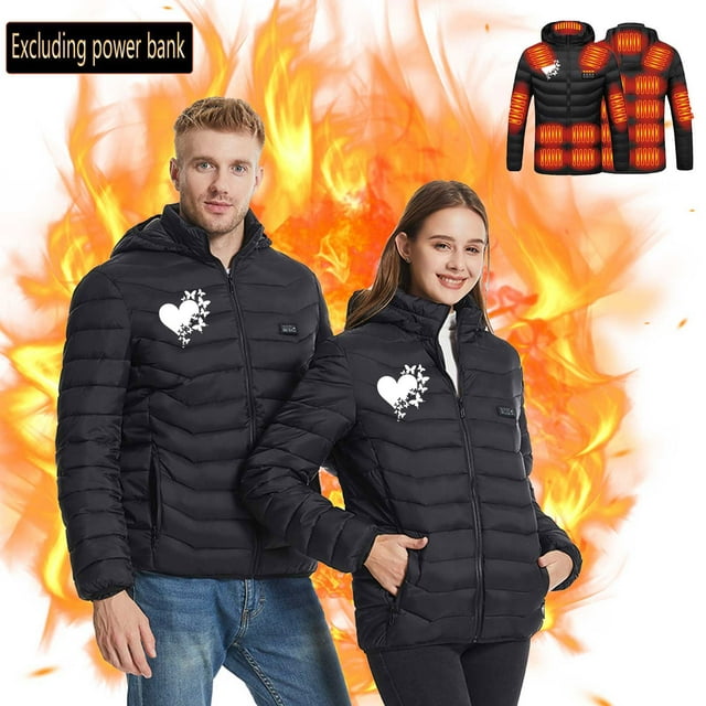 Chaquetas y abrigos casuales de manga larga con capucha, con USB, temperatura constante, calefactables, resistentes al viento, talla grande, para hombre y mujer, invierno 2021