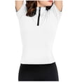 thumbnail image 2 of gbyLJF Women's Shirt Short Sleeve Zip Up Quick Dry T-shirts Solid Color Stretch Sports Fitness Tops Slim Fit Tennis Top, 2 of 6