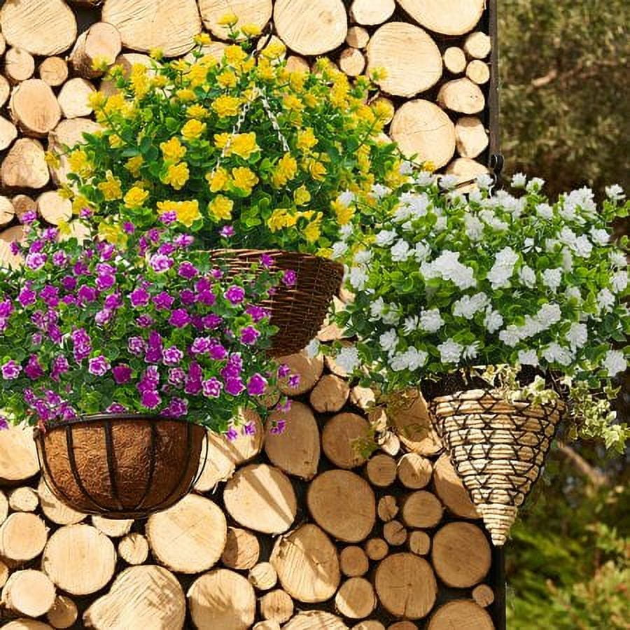 Morttic 12 Bundles Artificial Fake Flowers, Faux Outdoor Plastic Plants UV Resistant Shrubs Outside Indoor Decorations (White)