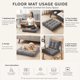 thumbnail image 3 of Floor Pillow 22x22 Inch, Large Square Meditation Pillows Seating for Adults, Tufted Corduroy Floor Cushion for Living Room Tatami, Gray, 3 of 7