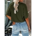 thumbnail image 3 of Women V Neck Half Sleeve Solid Color Cropped T Shirts, 3 of 4