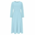 thumbnail image 6 of Oksale Holiday Party Dresses for Women Plus Size Flowy A Line Cocktail Dress Comfy Long Sleeve Winter Dresses Casual Elegant Midi Dress Light Blue S, 6 of 8