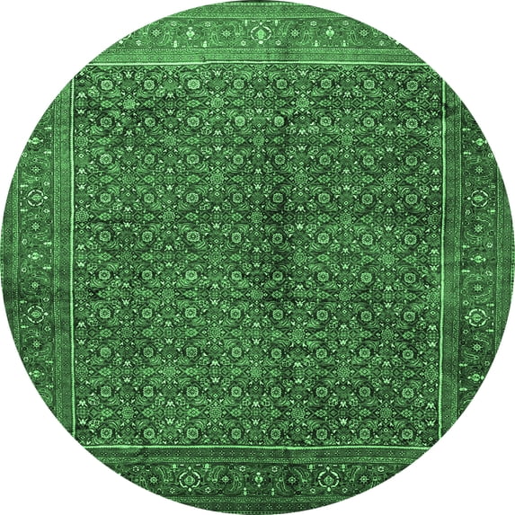 Ahgly Company Indoor Round Persian Emerald Green Traditional Area Rugs, 8' Round