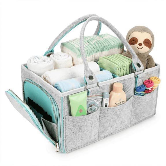Baby Diaper Caddy Organizer for Girl Boy Large Nursery Storage Bin Basket Portable Holder Tote Bag for Changing Table and Car Baby Shower Gifts Newborn Essentials Baby Registry Must Haves Items