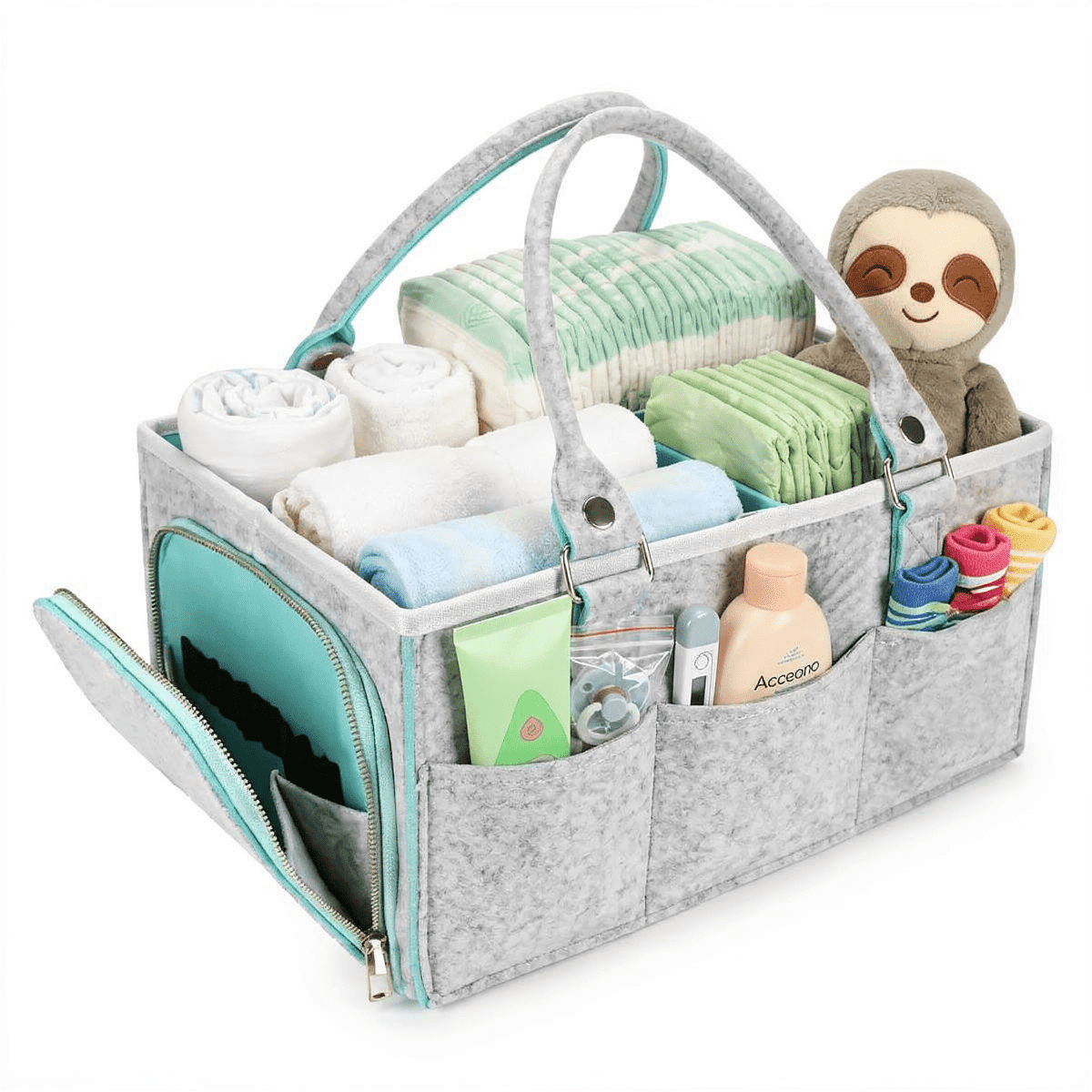 Baby Diaper Caddy Organizer for Girl Boy Large Nursery Storage Bin Basket Portable Holder Tote Bag for Changing Table and Car Baby Shower Gifts Newborn Essentials Baby Registry Must Haves Items
