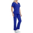 thumbnail image 2 of FNFYFH Scrub Sets for Woman Stretch V Neck Top and Bootcut Cargo Pants Nurse Uniform with Pockets, 2 of 5