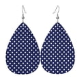thumbnail image 6 of Faux Leather Earrings Earring Deep Blue And White Dots Teardrop Dangle Earrings For Women Jewelry, 6 of 6