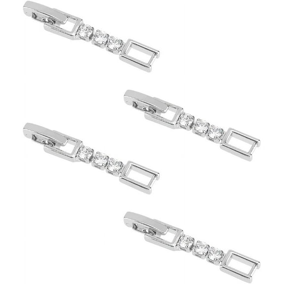 4Pcs Silver Bracelet Extender Clasp Fold Over Clasp Plated Jewelry Fold Over Necklace Rhinestone Extension Clasps for Bracelet Necklace Jewelry Making