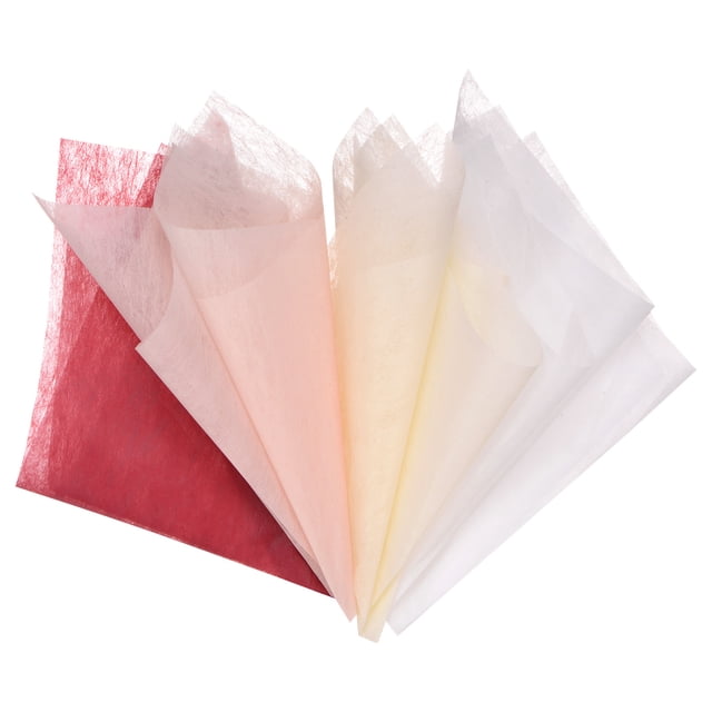 Paquete de 192 Papeles de Envoltura de Algodón Coreano - Papel Floral para Envolver (30x30 centímetros, Rojo+Rosa+Beige+Blanco)