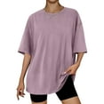 thumbnail image 3 of YUGYXL Summer Plus Size Tops for Women Casual Striped Half Sleeve Blouse Classic V-Neck Solid Pullover Tops Loose Fit Soft Comfy Shirts, 3 of 3