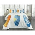 thumbnail image 3 of Ambesonne Summer Quilted Bedspread Set 3 Pcs, Surf Fun Water Sports, Queen Size, Blue Orange Yellow, 3 of 5