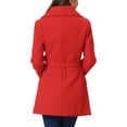 thumbnail image 3 of INSPIRE CHIC Women's Cute Turn Down Collar Single Breasted Long Belted Trenchcoat XS Red, 3 of 5