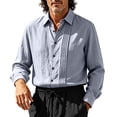 thumbnail image 5 of IhhxPro Men's Linen Button down Shirt Breathable Lightweight Fit Button-Up Pleated Dress Casual Summer Wedding Office Vacation Slim Long Sleeve Solid S-3XL, 5 of 9