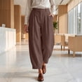 thumbnail image 5 of Linen Barrel Pants Women Cotton Palazzo High Waisted Balloon Pants Summer Casual Beach Boho Wide Leg Baggy Trousers Brown L, 5 of 8