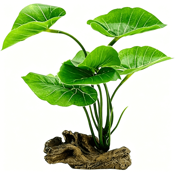 BPPEG Small Aquarium Decor Betta Leaf Pad Hammock 6Inch Plastic Artificial Plant for Fish Tank, Goldfish Fish Hides, Small Tank/Reptiles Plants Driftwood Green-Type-A