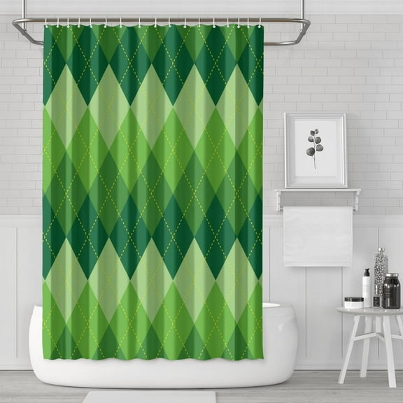 Retro Plaid Shower Curtain with Colorful Checkered Design, Abstract Plaid Pattern, Waterproof Fabric Bathroom Shower Curtain with Hooks, Machine Washable, Rustic and Geometric Style