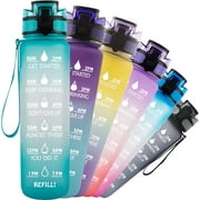 TACGEA Water Bottle 32oz, Motivational Sports Water Bottle with Time Marker to Drink, BPA Free and Leakproof,