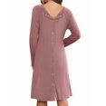 thumbnail image 2 of Weardear 3 in 1 Maternity Nursing Dresses Snap Down Back Labor and Delivery Gown Long Sleeve Breastfeeding Dress with Button, 2 of 6