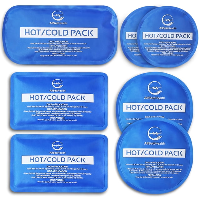 Paquetes de hielo AllSett Health reutilizables para frío y calor, paquete de 7