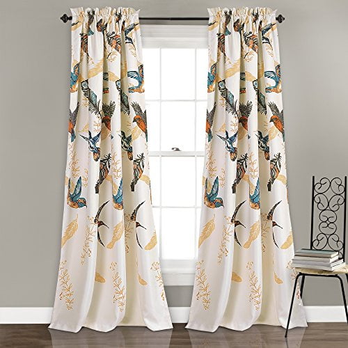 Lush Decor Bird Breeze Room Darkening Window Curtain Panel Set, 84" x 52"/2", Multicolor