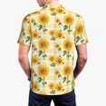 thumbnail image 3 of Balery Yellow White Plaid Sunflower Printed Men’s Short Sleeve Polo Shirt, Midweight Men's Shirt,Golf Polo shirts -4X-Large, 3 of 8