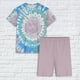 thumbnail image 4 of Conjunto de Pijama de las Mujeres de Manga Corta Sólida de Lechuga Y Pantalones Cortos de 2 Piezas de Poliéster, Pijama Suelto Casual para el Verano, 4 of 6