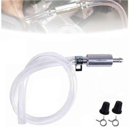 Brake Bleeder Hose,  Brake Bleeder, One Way Check Valve Tube Bleeding Tool Kit for Car Motorcyle Clutch, Universal Hydraulic Fluid Bleeder with 2 Screw Caps & 2 Spring Clamps(1pc)