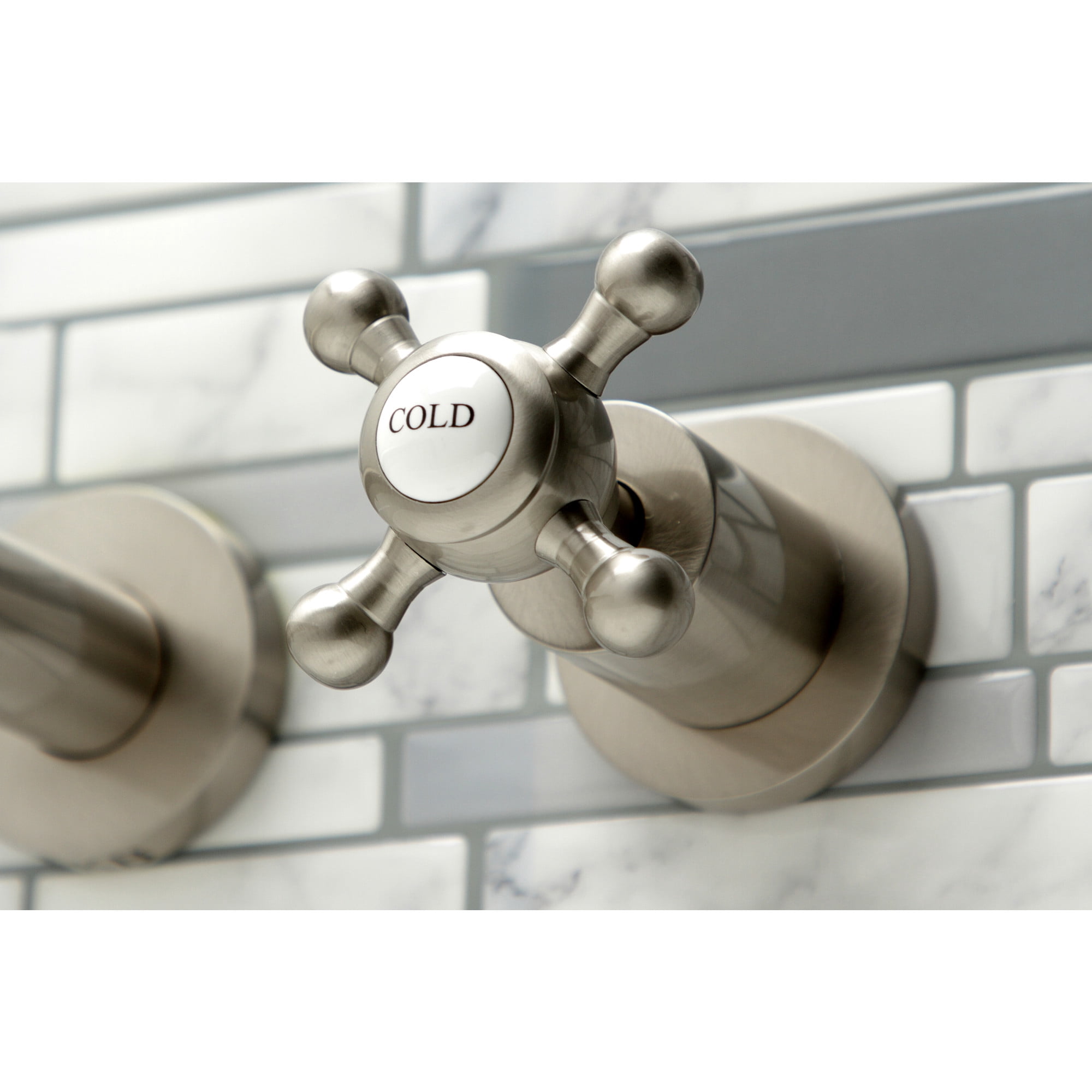 Kingston Brass KS8048BX Metropolitan Two-Handle Wall Mount Roman Tub Faucet, Brushed Nickel