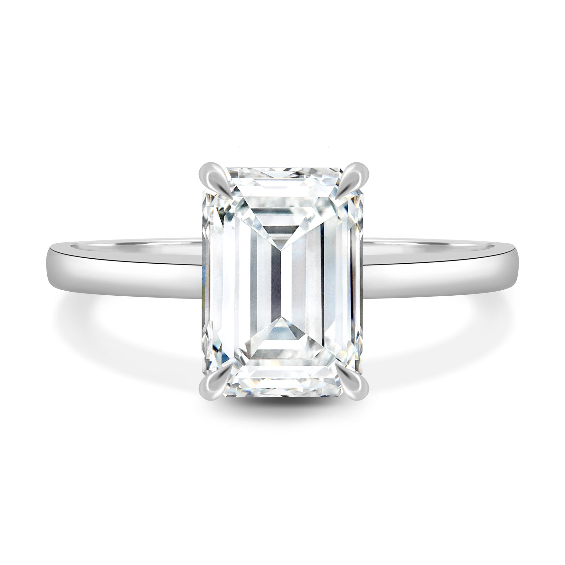 ESTE ORIGIN 2Ct Emerald Cut Moissanite Solitaire Ring in 10K White Gold Emerald Ring for Women – Emerald Engagement Ring, US 4.