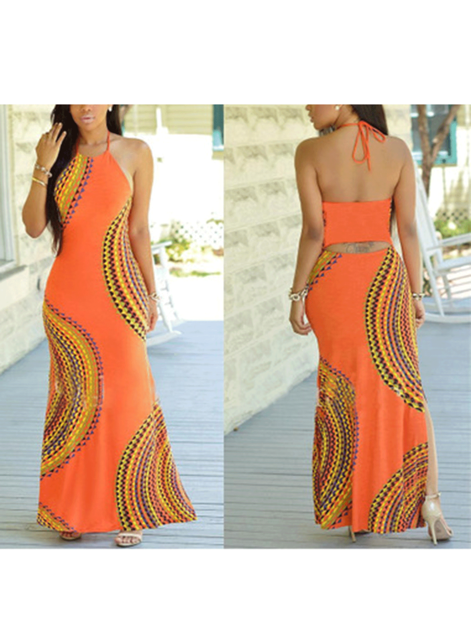 Topcobe - Topcobe Orange Long Maxi Bodycon Dresses for Women, Tight ...