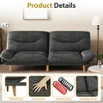 thumbnail image 5 of Furmax Futon with Five Angles Adjustable Armrests and Adjustable Backrest Futon Sofa Couch for Small Spaces Living Room Office,Leathaire Black, 5 of 7
