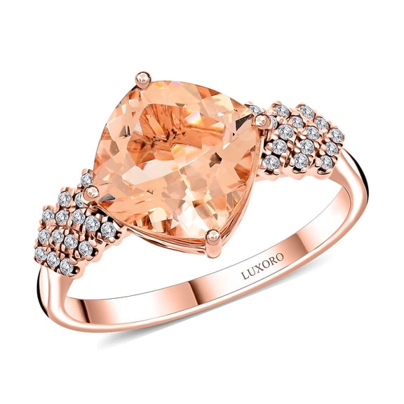 Morganite Diamond 10K Rose Gold Ring Size 7 Ct 3.15 G-H Color I3 Clarity
