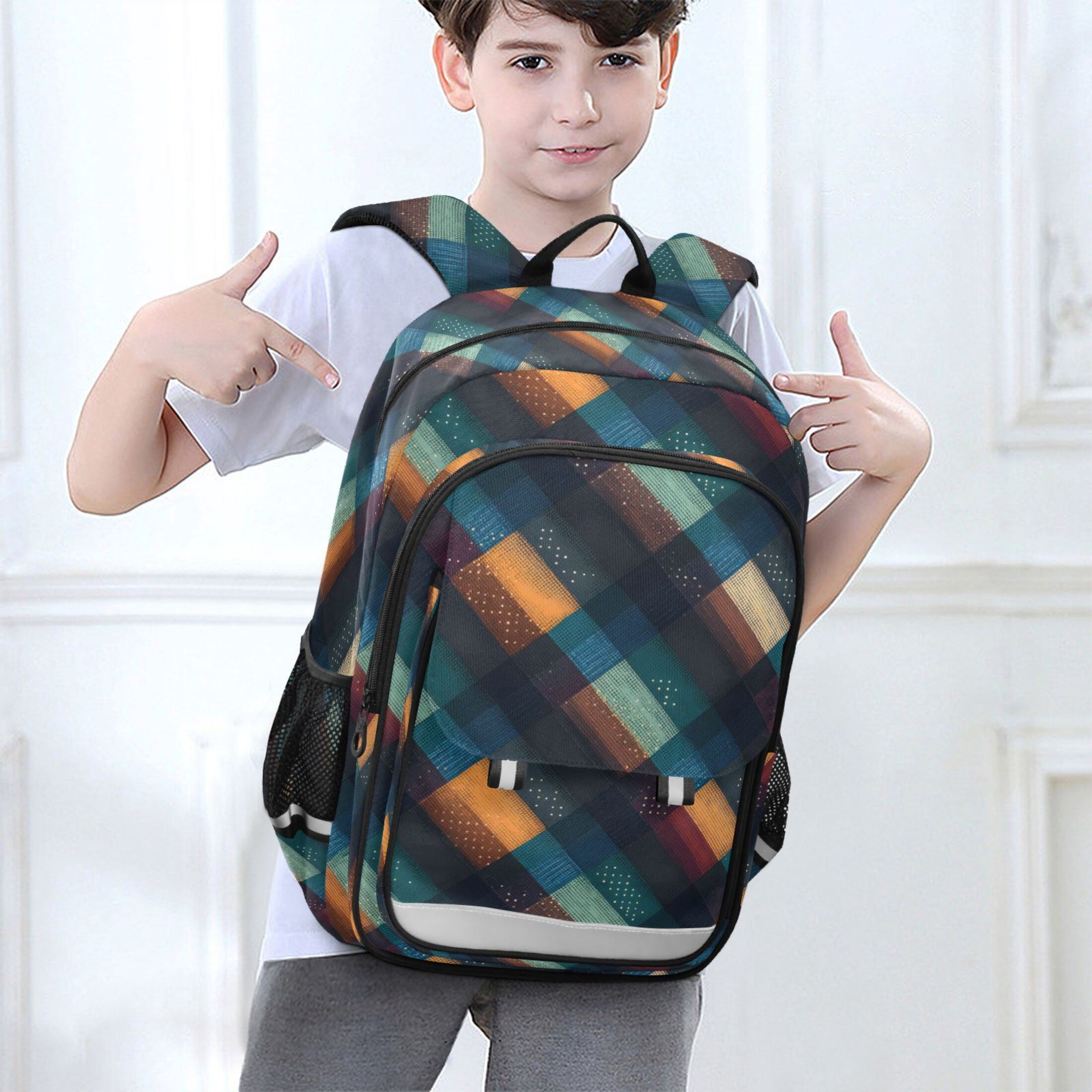 ALAZA Retro Checkered School Laptop Backpack Travel Bag Casual Student Bookbag Rucksack