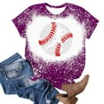 thumbnail image 4 of QQAMB Womens Tops Short Sleeve Crewneck Baseball Graphic Printed Casual Tee T Shirt Summer Fashion Blouse Purple L, 4 of 4