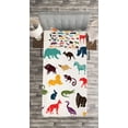 thumbnail image 3 of Ambesonne Zoo Quilted Bedspread Set 2 Pcs, Colorful Silhouettes Savannah, Twin Size,, 3 of 3