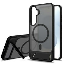 Magnetic Compatible with Samsung Galaxy S25 Ultra Case, [Built-in Invisible Kickstand][Compatible with MagSafe] [Military Grade Shockproof] Slim Translucent Matte Phone Case Cover, Black