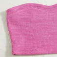 thumbnail image 4 of Women's Knitted 2 Piece Outfit Ribbed Crop Top Sleeveless Bandeau Tube Tops and Track Shorts Set, 4 of 5