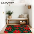 thumbnail image 3 of ODIKA 6'x9' Machine Washable Non-Slip Area Rug, Poinsettia Bloom Garden Pair Elegant Seasonal Flower Display High Traffic Rug, Red, 651429, 3 of 7