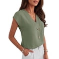 thumbnail image 5 of ANRABESS Women Tops Cap Sleeve Dressy Casual V Neck Shirts 2026 Summer Business Work Blouses Outfits Trendy Spring Clothing Light Green XXL, 5 of 8