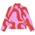 thumbnail image 4 of Jackets for Women Winter Coat Jackets Flannel Stand Collar Jacket(Abstract Red Pink Swirl Pattern,Size:S-4XL), 4 of 7