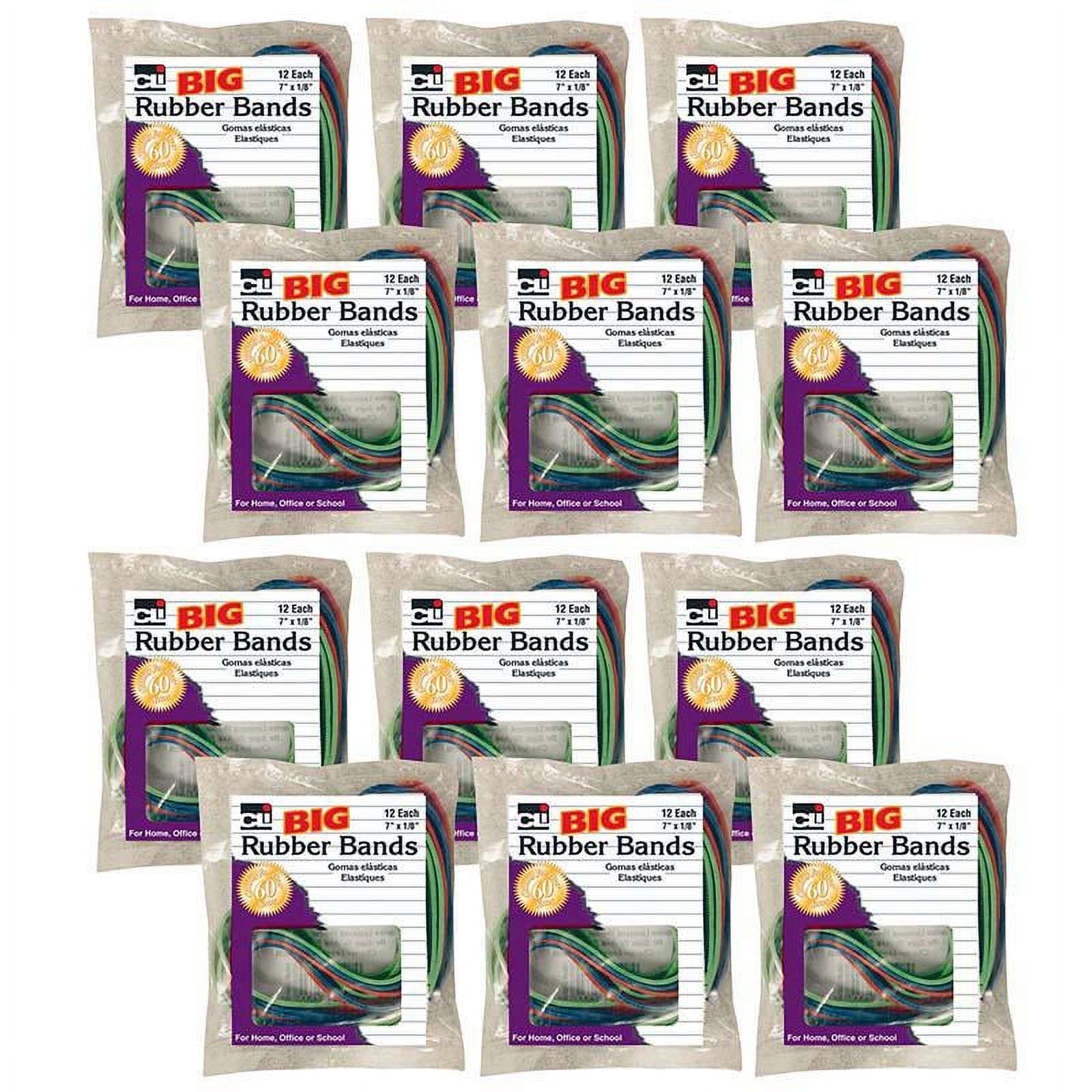 Charles Leonard Big Rubber Bands, 7 Inch x 0.125 Inch, 144 Count