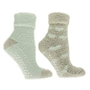 Aromasoles Womens Non-Skid 2-Pair Scented "Hearts" Socks (Grey/Seafoam)