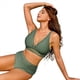 thumbnail image 4 of Bikini de Cintura Alta de para Mujer, Traje de Baño con Cuello en V y Control de Abdomen. Verde L, 4 of 10