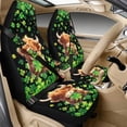thumbnail image 2 of Xixirimido Highland Cattle Shamrock Print Car Seat Covers Front Seats Leather Universal Fit for Cars, Vans, Trucks, SUV, Set of 5 Car Seat Protector with Seatbelt Covers & Center Console Cover, 2 of 8